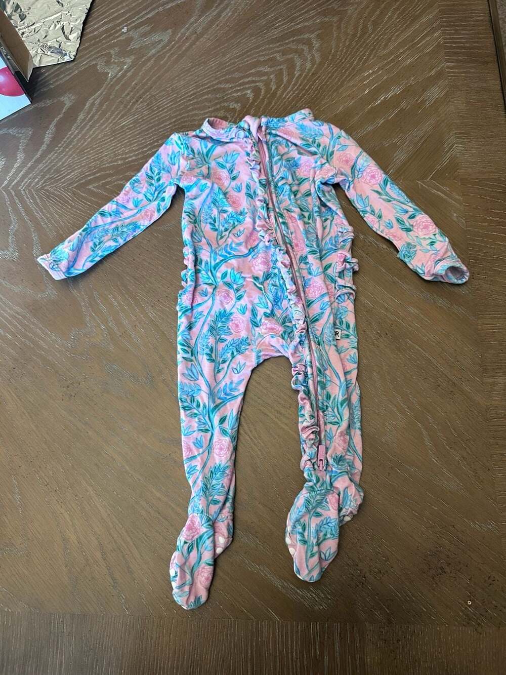 Bums & Roses Botanically Speaking Ruffle Convertible Footie Romper 0-3 Months